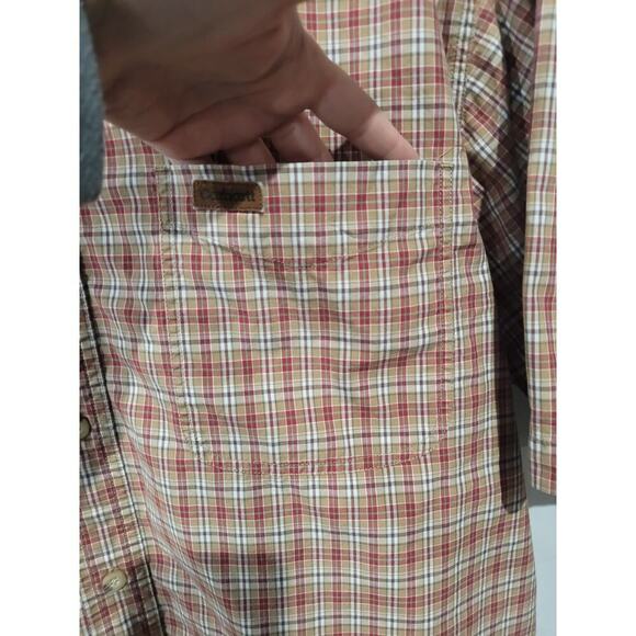 Carhartt Mens Large Shirt Button Down Plaid Short Sleeve Red Brown Cotton - Picture 3 of 7